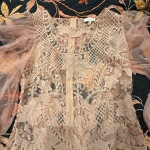 Delicate Lace Blouse in Tan